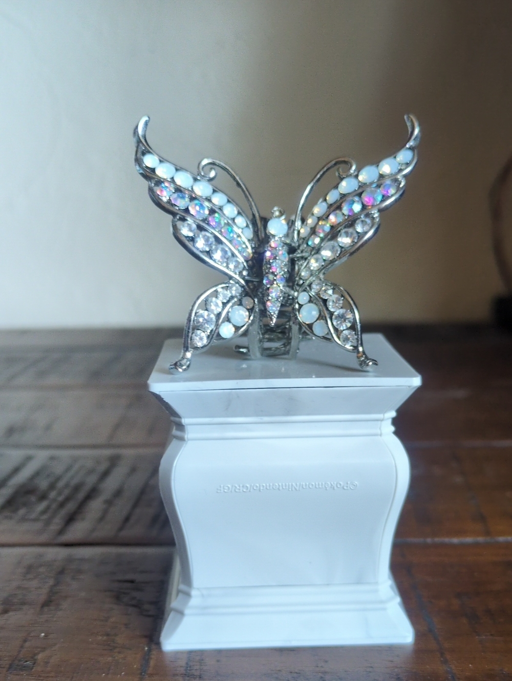 Rhinestone Butterfly Hair Clip - Silver with Iridescent and White Stones - Picture 1 of 3